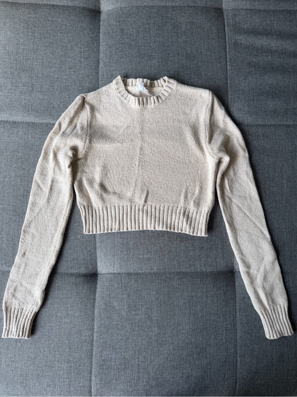 Cropped Crewneck Sweater - Cream